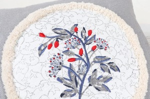 Boho Gray White Round Tufted Cushion Cover <b>Flower</b> Embroidery Decorative <b>Pillow</b> Cover for Sofa Home Decor - Product Image 5