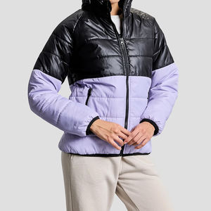 Veste matelassée coupe-vent pour femme, couleur contrastée, hiver, vêtements pour temps froid, veste matelassée à capuche pour femme, prix bas - Product Image 2