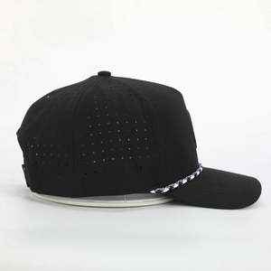 Casquette de baseball unisexe réglable quatre saisons résistante à l'eau, personnalisée, haute qualité, 5 panneaux, perforations découpées au laser, visière en corde - Product Image 4