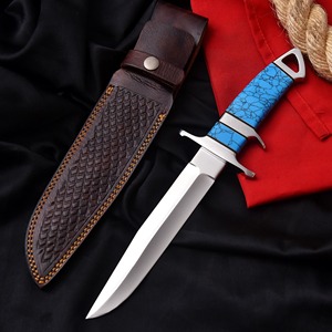 Cuchillo de Caza de Acero Inoxidable con Hoja de Punta Caída y Mango Azul, Cuchillo de Supervivencia para Exteriores y Camping, Grado Industrial - Product Image 4
