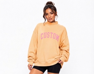 Sweat-shirt à col montant surdimensionné de qualité supérieure, léger, à manches longues, épaules tombantes, avec design OEM personnalisé - Product Image 1