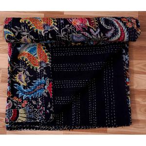 High quality Handmade paisley Printed Vintage Eco-Friendly All-Season <b>Double</b> Size Organic 100% Cotton Kantha Spread Printing - Product Image 4