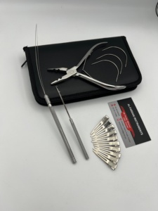 Offre de logo personnalisé Outils d'extension de cheveux vernis miroir argenté avec kits de cuir Outils d'application de trame Boucle, crochet et pince - Product Image 3