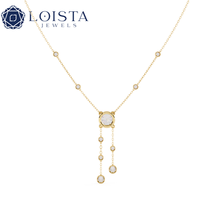 Collar con Colgante de Diamante Cultivado en Laboratorio, Certificado IGI, Oro Amarillo de 10k, Corte Esmeralda Redondo, Ovalado y Pera, Joyería Loista Jewels para Mujer - Product Image 3