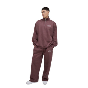 Survêtement décontracté personnalisé avec logo, respirant, marron, coupe oversize, col montant zippé, pour homme, hiver, grande taille, vêtement de sport chaud - Product Image 4
