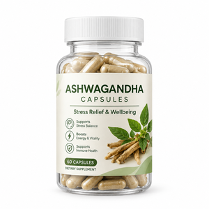 Capsules d'Ashwagandha OEM/ODM 500mg, 60 unités, complément naturel de Withania Somnifera pour la relaxation et un meilleur soutien du sommeil - Product Image 1