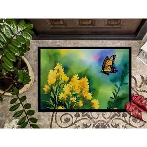 Felpudo de acuarela Kentucky Goldenrod antideslizante para interior/exterior alfombra de entrada de pila baja 24H X 36W alfombrilla de puerta delantera lavable - Product Image 3