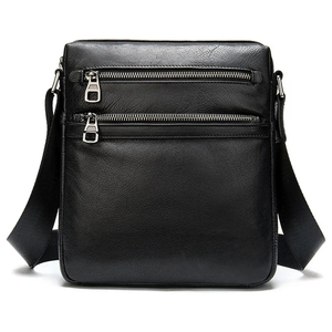 Sac bandoulière unisexe en cuir véritable avec fermeture éclair, sangle amovible, style vintage, couleur personnalisable, durable, capacité 20-36L - Product Image 1