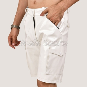 กางเกงขาสั้นหนังแฟชั่นผู้ชาย หนังแท้นุ่ม สตรีทแวร์ลำลอง กางเกงขาสั้นหนังผู้ชายสั่งทำ OEM - Product Image 4