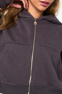 Sudadera con capucha y cremallera para mujer, estilo urbano, 100% algodón, venta al por mayor, en stock - Product Image 2
