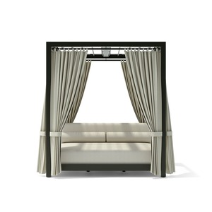 Modern Outdoor Canopy <b>Bed</b> with Steel Frame and Fabric Curtains for Patio Use - Product Image 2