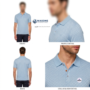 เสื้อโปโลแขนสั้นผู้ชาย Wasons Premium ลายพิมพ์เรขาคณิตสีฟ้าอ่อน - Product Image 2