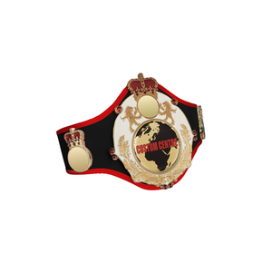 High Quality Centre Championship Belt with Gold Globe and Crown Emblems Premium Quality <b>Black</b> Leather Title Belt for Sports - Product Image 6