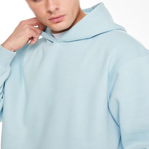 Ensemble sweat-shirt à capuche bleu clair pour homme, tissu French Terry, vêtements décontractés d'été, couleur unie, short et haut tricotés - Product Image 6