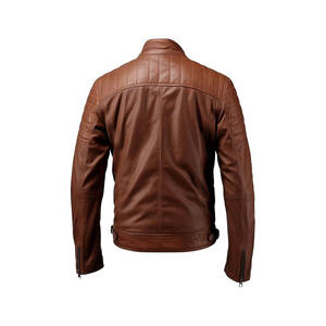 <b>Men</b> Classic Genuine Leather <b>Jacket</b> Soft Comfortable Durable Full Zip Casual Regular Fit Fashion Outerwear Winter Quick Dry - Product Image 2