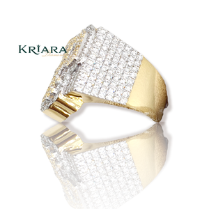 Anillo de Moissanita con Corte Brillante Redondo, Engaste Pavé, Forma de Letra, Plata 925, Oro Sólido de 18K, Estilo Lujoso, Unisex - Product Image 5