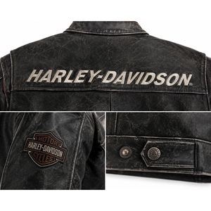 <b>Men's</b> Vintage Distressed Genuine Cowhide Leather Motorcycle <b>Jacket</b> Custom Retro Racing <b>Biker</b> <b>Jacket</b> Stand Collar Leather Coat - Product Image 3