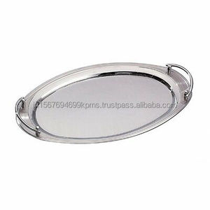 Shaped-Oval <b>Mirror</b> Polished Aluminium Tray With Complete Embossed Design Border Extra Grade Standard Quality Tray for Decoration - Product Image 2
