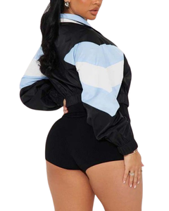 New Fashionable Breathable <b>Zip</b> <b>Up</b> <b>Crop</b> Top Plus Size Outdoor Street Wear Women Windbreaker Jackets - Product Image 4