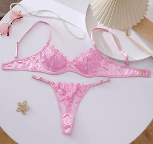 Lingerie Set White Floral Embroidered Lace <b>Bra</b> and Thong Set Wire Free Unlined Sexy Lingerie for Women - Product Image 6