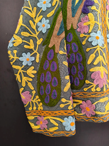 Veste en toile brodée Suzani faite à la main, style bohème, motif paon, broderie main, pour femme - Product Image 2
