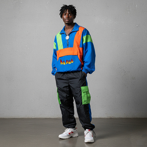 Customized Made color block daily casual wear 100% nylon Windproof Waterproof Streetwear custom Jacket & Jogger men 2 piece <b>set</b> - Product Image 3