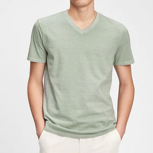 T-shirts blancs pas chers du fabricant, 100% polyester, t-shirts décontractés à col en V pour hommes, OEM - Product Image 2