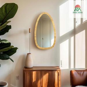 Rattan Boho <b>Mirror</b> for Decor, 31.5" x 18" Wall <b>Mirror</b> that is Farmhouse and Boho Wall Decor Style, Ideal for in the Bedroom - Product Image 2