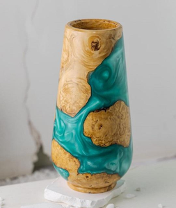 Pot de fleurs hydroponique transparent au design moderne, vase en verre pour plantation sans terre, pot en résine verte, vase en bois pour mariage - Product Image 2