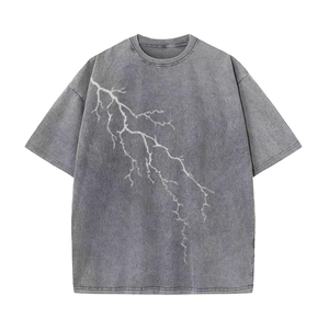 Wholesale Mens High Quality Oversized Acid <b>Wash</b> T Shirt Heavyweight Cotton Crew Neck Short Sleeve Stone Washed Tee Front Logo - Product Image 3