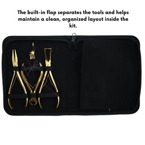 Wholesale Gold Hair Extension tools Set featuring Micro Ring Removal Pliers <b>Tape</b> In Applicator Wire <b>Loop</b> Threader Parting Ring - Product Image 5