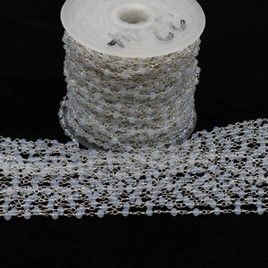 Chaîne de chapelet en hydro-cristal blanc arc-en-ciel, perles facettées de 3 mm, fil plaqué argent, enroulé, rouleau en vrac pour la fabrication de bijoux - Product Image 5