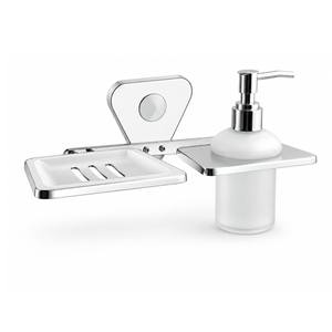 Support mural en acier inoxydable pour distributeur de savon liquide, ensemble d'accessoires de salle de bain double, antirouille, argenté, moderne, écologique - Product Image 1
