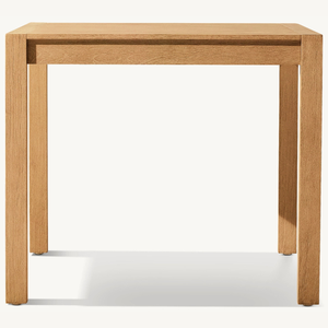 Mesa de comedor cuadrada de madera de teca con un estilo moderno y sencillo, ideal para comer al aire libre mientras disfrutas de la vista. - Product Image 1