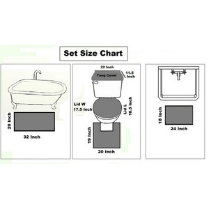 Rectangle Bath <b>Mat</b> <b>Set</b> 3 Piece Non-Slip Rubber Backing For Home Use Solid Color Bathtub Toilet Sink <b>Mats</b> - Product Image 5