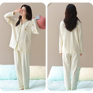 Neues Damen-Herbst-Pyjama-Set aus Baumwolle mit Offener Front und Eingebautem BH, Hochwertige Ästhetik, Lässige Vollbaumwoll-Loungewear - Product Image 3