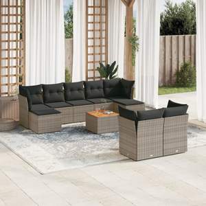 Ensemble de canapé de jardin en rotin PE gris modulaire avec housses amovibles, meubles d'extérieur pratiquement portables - Product Image 1