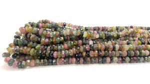 Perles Rondelles Facettées en Tourmaline Naturelle AAA+ 4-5mm, Tourmaline Multicolore, Tourmaline Pastèque, Perles Rondelles Multicolores - Product Image 2