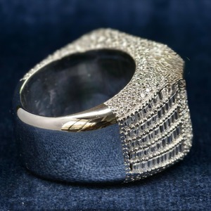 Anillos Finos de Diamantes VVS con Corte Baguette de Lujo Personalizados, Anillos Unisex de Plata de Ley 925 con Incrustaciones de Diamantes Estilo Hip Hop para Fiestas, Joyería Fina - Product Image 4