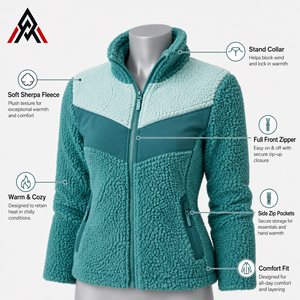 Veste polaire pour femme, combinaison de texture moelleuse, confort doux, style pratique, doublure en peau de mouton réversible pour les activités hivernales - Product Image 6