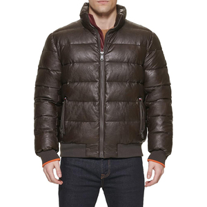 High Quality Customized Sheep Leather Puffer <b>Jacket</b> High Street Style Stand Collar Eco-Friendly <b>Waterproof</b> Unisex Men Front - Product Image 6