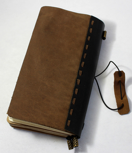 Carnet de notes personnalisé en cuir Crazy Horse écologique marron et noir, rechargeable, fait main, design voyage, pour bureau et réunions - Product Image 6