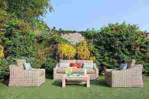 Outdoor Rattan <b>Sofa</b> Set with High-Density Foam Cushions for Garden Use Contemporary Design <b>Waterproof</b> PE Wicker Furniture - Product Image 4