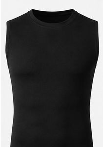 Débardeur sans manches en tricot noir pour femme, col rond, minimaliste, uni, coupe classique - Product Image 3