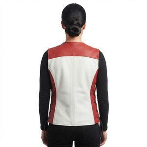 Women's Sleeveless Leather Waist <b>Coat</b> Female Zipper Leather Vest Girls Side Pockets Leather Waist <b>Coat</b> - Product Image 2