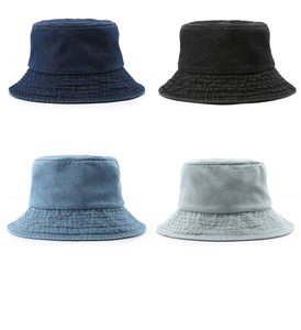High Quality Solid Distressed Denim Fabric Bucket <b>Hat</b> with Embroidery Customized Logo 100% Cotton Breathable Four Seasons Unisex - Product Image 6