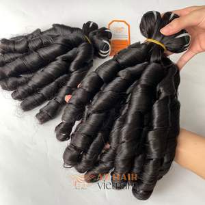 Funmi ondulado vietnamita humano de alta calidad cabello cutícula alineada mejor opción extensiones de cabello de Color negro precio asequible tendencia caliente - Product Image 1