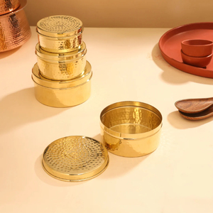 Vintage Brass Round Sweet Ball <b>Box</b> <b>With</b> <b>Lid</b> Gold Polished For Tabletop Kitchenware Laddu <b>Storage</b> Organizer Brass Mithai <b>Box</b> - Product Image 3