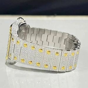 Reloj de Lujo con Diamantes Cuadrados, Regalo Espléndido, Cuarzo Analógico, Moissanita, Plata, Cierre Oculto, Correa de 15 mm para Hombre, Cristal de Zafiro - Product Image 4