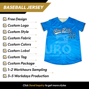 Camiseta de Béisbol Sublimada Personalizada Phi Delt 372 Azul Unisex de Manga Corta con Cuello en V y Cierre de Botones Frontales, Absorbe la Humedad, 100% - Product Image 2